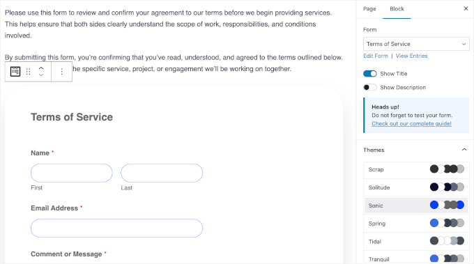 我如何自动将WordPress表单提交转换为PDF(无需手动操作) 48 wpforms newpage context theme