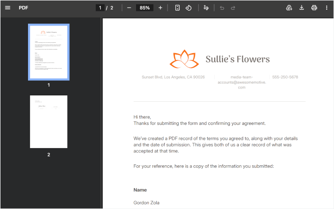 我如何自动将WordPress表单提交转换为PDF(无需手动操作) 43 wpforms pdf