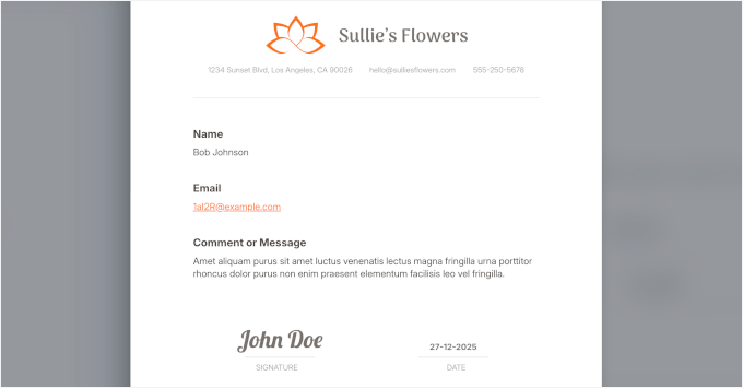 我如何自动将WordPress表单提交转换为PDF(无需手动操作) 27 wpforms settings pdf template preview