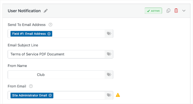 我如何自动将WordPress表单提交转换为PDF(无需手动操作) 17 wpforms settings user notifications