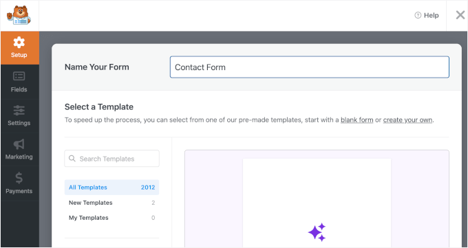 wpforms setup namingtheform
