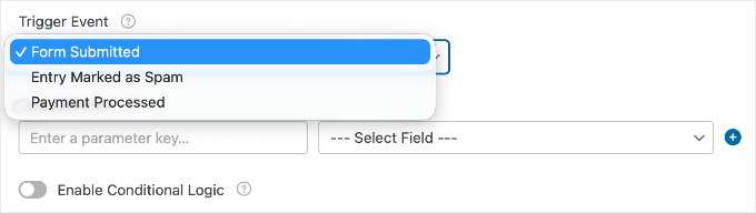 wpforms trigger event