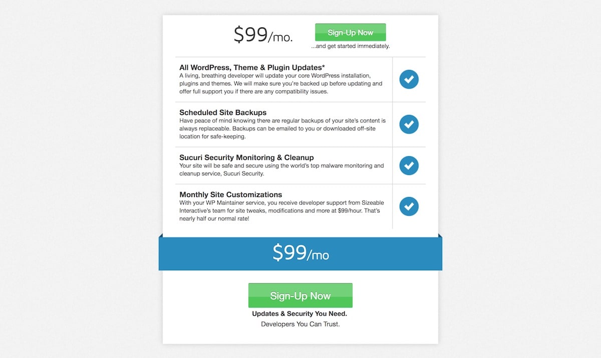 wpmaintainer pricing