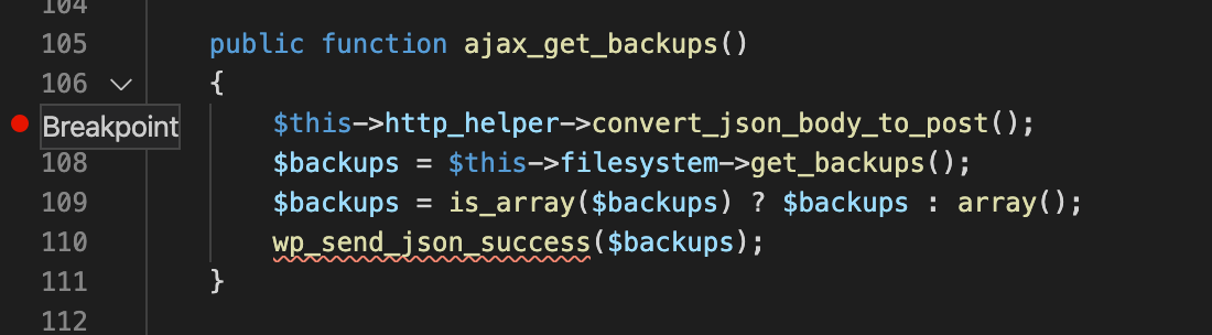 设置 Visual Studio Code 和 xDebug 作为 WordPress 开发的终极编辑器 4 xdebug breakpoint set