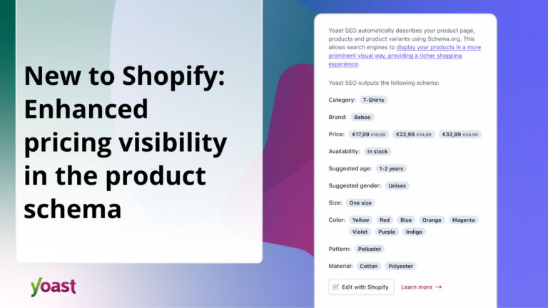 Yoast SEO for Shopify 新功能:产品结构数据中增强的价格显示 1 yoar